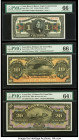 Costa Rica Banco Anglo-Costarricense 1 Colon; 10; 20 Pesos 1917; 1899 (2) Pick S121r; S164r; S165r Three Remainders PMG Gem Uncirculated 66 EPQ (2); C...
