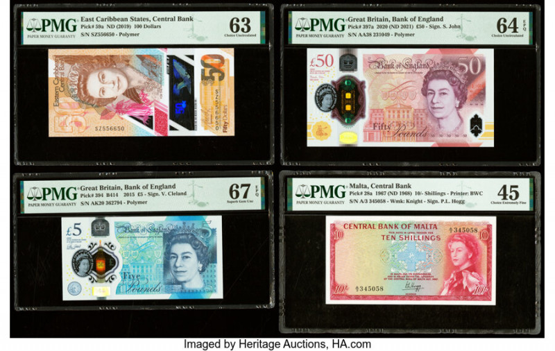 East Caribbean States Central Bank 100 Dollars ND (2019) Pick 59a PMG Choice Unc...