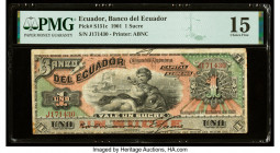 Ecuador Banco del Ecuador 1 Sucre 1.10.1901 Pick S151c PMG Choice Fine 15. 

HID09801242017

© 2020 Heritage Auctions | All Rights Reserved
