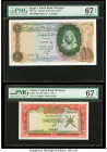 Egypt Central Bank of Egypt 10 Pounds 1961-65 Pick 41 PMG Superb Gem Unc 67 EPQ; Oman Central Bank of Oman 1 Rial ND (1977) Pick 17a PMG Superb Gem Un...