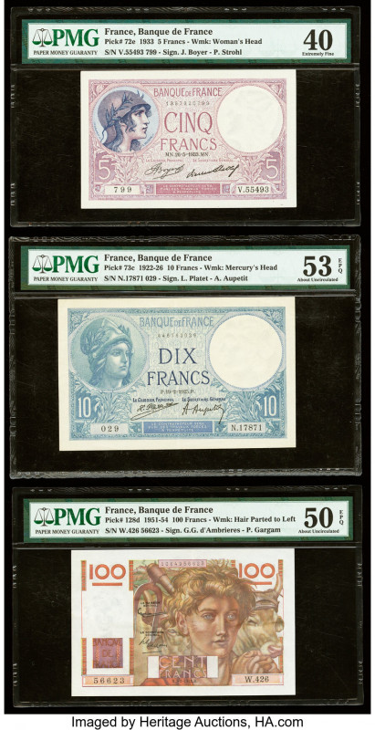 France & Spain Group Lot of 8 Grade Examples PMG Extremely Fine 40; About Uncirc...