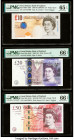 Great Britain Bank of England 10; 20; 50 Pounds 2000 ND (2000-03); 2006; 2010 (ND 2011) Pick 389b; 392a; 393a Three Examples PMG Gem Uncirculated 65 E...