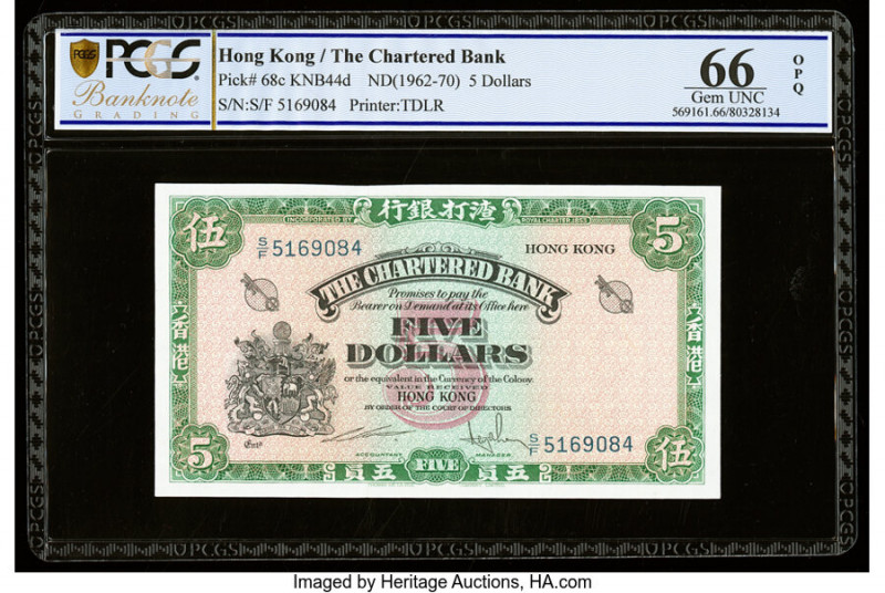 Hong Kong Chartered Bank 5 Dollars ND (1962-70) Pick 68c KNB44d PCGS Banknote Ge...