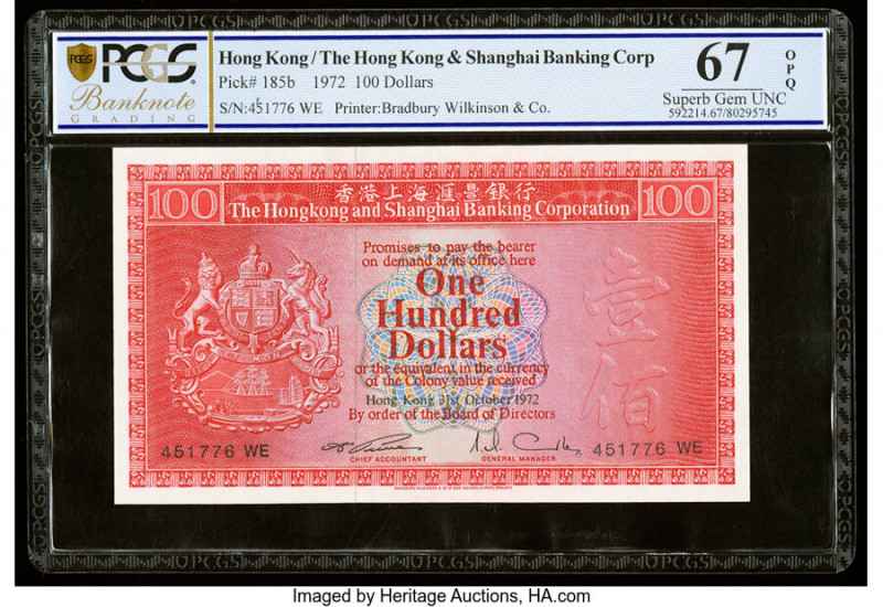 Hong Kong Hongkong & Shanghai Banking Corp. 100 Dollars 31.10.1972 Pick 185b KNB...