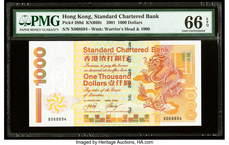 Hong Kong Standard Chartered Bank 1000 Dollars 1.1.2001 Pick 289d KNB68t PMG Gem...