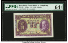 Hong Kong Government of Hong Kong 1 Dollar ND (1935) Pick 311 KNB1a PMG Choice Uncirculated 64 Net. Rust and discoloration are noted on this example.
...