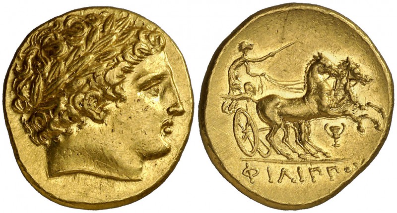Imperio Macedonio. Filipo II (359-336 a.C.). Estátera de oro. (S. 6664 var) (CNG...