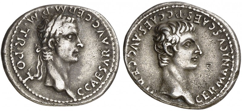 (37-38 d.C.). Calígula y Germánico. Denario. (Spink 1815 var) (S. 2) (RIC. 12). ...