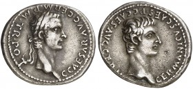 (37-38 d.C.). Calígula y Germánico. Denario. (Spink 1815 var) (S. 2) (RIC. 12). 3,60 g. Rara. MBC+.
