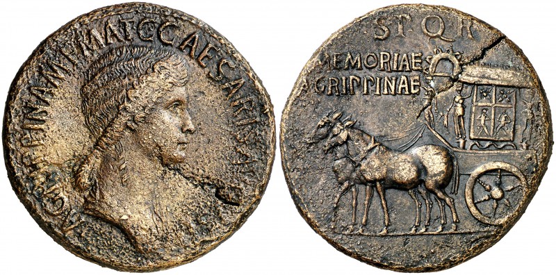 (37-41 d.C.). Agripina madre. Sestercio. (Spink 1827) (Co. 1) (RIC. 55, de Calíg...