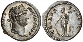 (133 d.C.). Adriano. Denario. (Spink 3543) (S. 1427) (RIC. 276). 3,37 g. Muy bella. S/C-/EBC+.