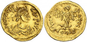 Mauricio Tiberio (582-602). Constantinopla. Semissis. (Ratto 1024) (S. 486). 2,12 g. MBC+.