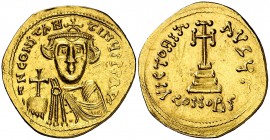Constante II (641-668). Constantinopla. Sólido. (Ratto falta) (S. 940). 4,32 g. Limpiada. MBC+.