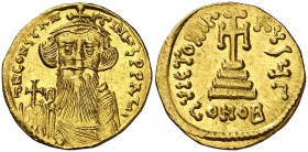 Constante II (641-668). Constantinopla. Sólido. (Ratto falta) (S. 956). 4,39 g. Atractiva. EBC-.
