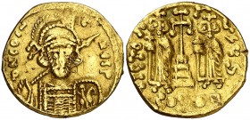 Constantino IV, Heraclio y Tiberio (668-680). Constantinopla. Sólido. (Ratto 1650) (S. 1156). 4,25 g. MBC.