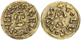 Sisenando (631-636). Toleto (Toledo). Triente. (CNV. 354.5) (R. Pliego 449e). 1,42 g. Muy escasa. MBC+.