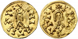 Chintila (636-639). Barbi (Antequera). Triente. (Inédita). 1,16 g. Rarísima. EBC-.