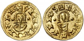 Chintila (636-639). Emerita (Mérita). Triente. (CNV. 383.4) (R.Pliego 499c). 1,35 g. Escasa. EBC-.