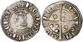 Jaume II (1291-1327). Barcelona. Croat. (Cru.V.S. 337.4) (Cru.C.G. 2154e). 3,21 g. Letras A y V latinas. Preciosa pátina. Escasa así. MBC+.