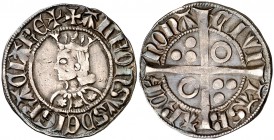 Alfons III (1327-1336). Barcelona. Croat. (Cru.V.S. 366.1) (Cru.C.G. 2184c). 3,18 g. Flores de seis pétalos. Bonita pátina. MBC/MBC+.