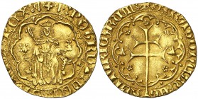 Pere III (1336-1387). Mallorca. Ral d'or. (Cru.V.S. 434) (Cru.C.G. 2249b). 3,65 g. Ligeramente recortada. (EBC-).