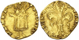 Alfons IV (1416-1458). Valencia. Florí. (Cru.V.S. 811.1) (Cru.Comas 89) (Cru.C.G. 2832). 3,40 g. Marca: corona. Escasa. MBC+.