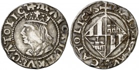 Ferran II (1479-1516). Mallorca. Ral. (Cru.V.S. 1177) (Cru.C.G. falta). 2,31 g. Rara sin el nombre del rey. Letras A sin travesaño en anverso. Manchit...