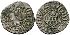 s/d (1528). Carlos I. Girona. Diner. (Cru.C.G. 3733 var) (Cru.L. 1560 var). 0,82 g. Busto a izquierda. CAROLS. Rara. MBC.