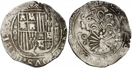 Reyes Católicos. Granada. 2 reales. (Cal. 249). 6,91 g. Grieta. MBC-.