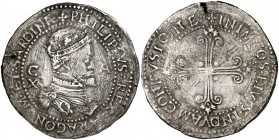 s/d. Felipe II. Cagliari. 10 reales. (Vti. 396) (Dav. 8366) (MIR. 40) (Cru.C.G. 4289). 25,79 g. Rayitas por limpieza. Ex Colección Leunda Áureo & Cali...