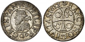 1612. Felipe III. Barcelona. 1/2 croat. (Cal. 535). 1,75 g. Bella. Brillo original. Escasa así. EBC+.