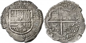 1615. Felipe III. Toledo. V. 4 reales. (Cal. 300) (Pellicer "El medio Duro" 636, mismo ejemplar). 13,23 g. Preciosa pátina. Bella. Ex Colección Isabel...