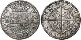 1607. Felipe III. Segovia. C. 8 reales. (Cal. 144). 26,33 g. Acueducto de cinco arcos y dos pisos. Rayitas. Ex colección Isabel de Trastámara, 15/12/2...