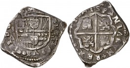 1651. Felipe IV. Madrid. 8 reales. (Cal. tipo 85, falta fecha). 26,55 g. Las A de la leyenda son V invertidas. La leyenda del reverso comienza a las 1...