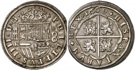 1660. Felipe IV. Segovia. . 8 reales. (Cal. 591 var). 26,79 g. Final de riel. Bonita pátina. Rara. MBC+.
