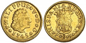 1745. Felipe V. Sevilla. PJ. 1/2 escudo. (Cal. 589). 1,75 g. MBC+.