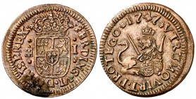 1747. Fernando VI. Segovia. 1 maravedí. (Cal. 717). 1,17 g. Manchita. EBC.