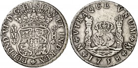 1758. Fernando VI. México. MM. 8 reales. (Cal. 343). 26,76 g. Columnario. MBC-.