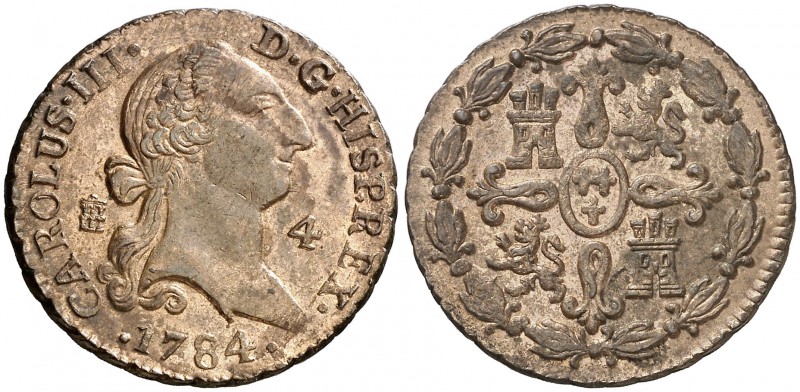 1784. Carlos III. Segovia. 4 maravedís. (Cal. 1909). 5,34 g. Bella. Parte de bri...