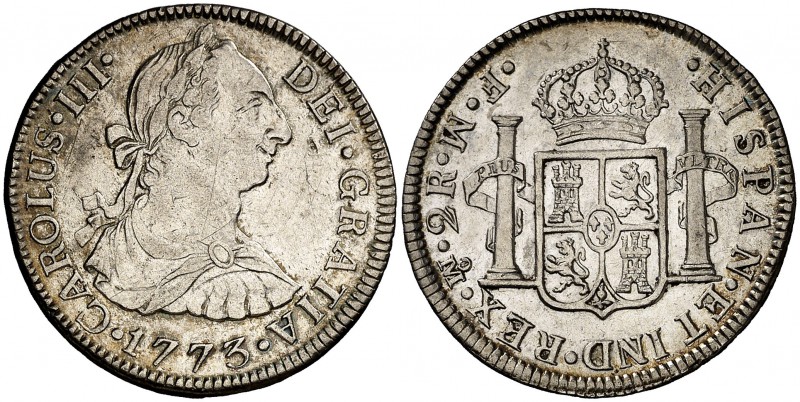 1773. Carlos III. México. FM. 2 reales. (Cal. 1340). 6,71 g. Ceca y ensayadores ...