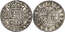 1761. Carlos III. Madrid. JP. 4 reales. (Cal. 1103). 13,01 g. Limpiada. MBC.