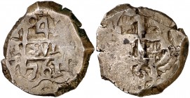 1761. Carlos III. Potosí. V. 4 reales. (Cal. 1154). 13,58 g. Doble fecha. MBC-.