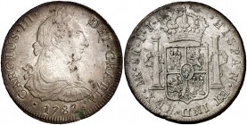 1787. Carlos III. Lima. IJ. 8 reales. (Cal. 872). 26,68 g. Leves hojitas. Manchitas. (MBC+/EBC-).