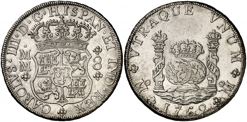1762. Carlos III. México. MM. 8 reales. (Cal. 891). 27,03 g. Columnario. Buen ej...