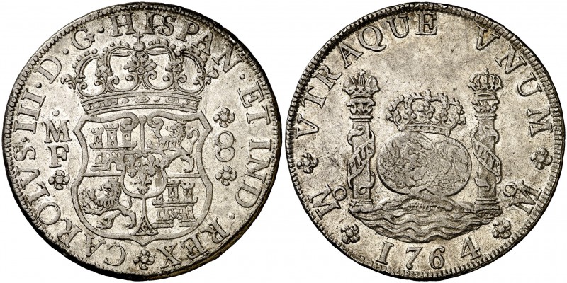 1764. Carlos III. México. MF. 8 reales. (Cal. 899). 27,16 g. Columnario. Buen ej...