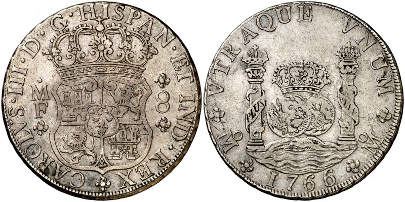 1766/5. Carlos III. México. MF. 8 reales. (Cal. 903). 26,88 g. Columnario. Buen ...