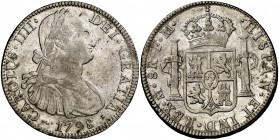 1798. Carlos IV. México. FM. 8 reales. (Cal. 692). 26,91 g. Parte de brillo original. EBC-.