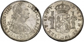 1795. Carlos IV. Potosí. PP. 8 reales. (Cal. 718). 26,65 g. Pequeña oxidación. MBC+.
