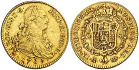 1789. Carlos IV. Madrid. MF. 2 escudos. (Cal. 323). 6,78 g. MBC/MBC+.