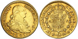 1801. Carlos IV. Madrid. FA/MF. 2 escudos. (Cal. 343). 6,69 g. Precioso color. MBC+/EBC-.